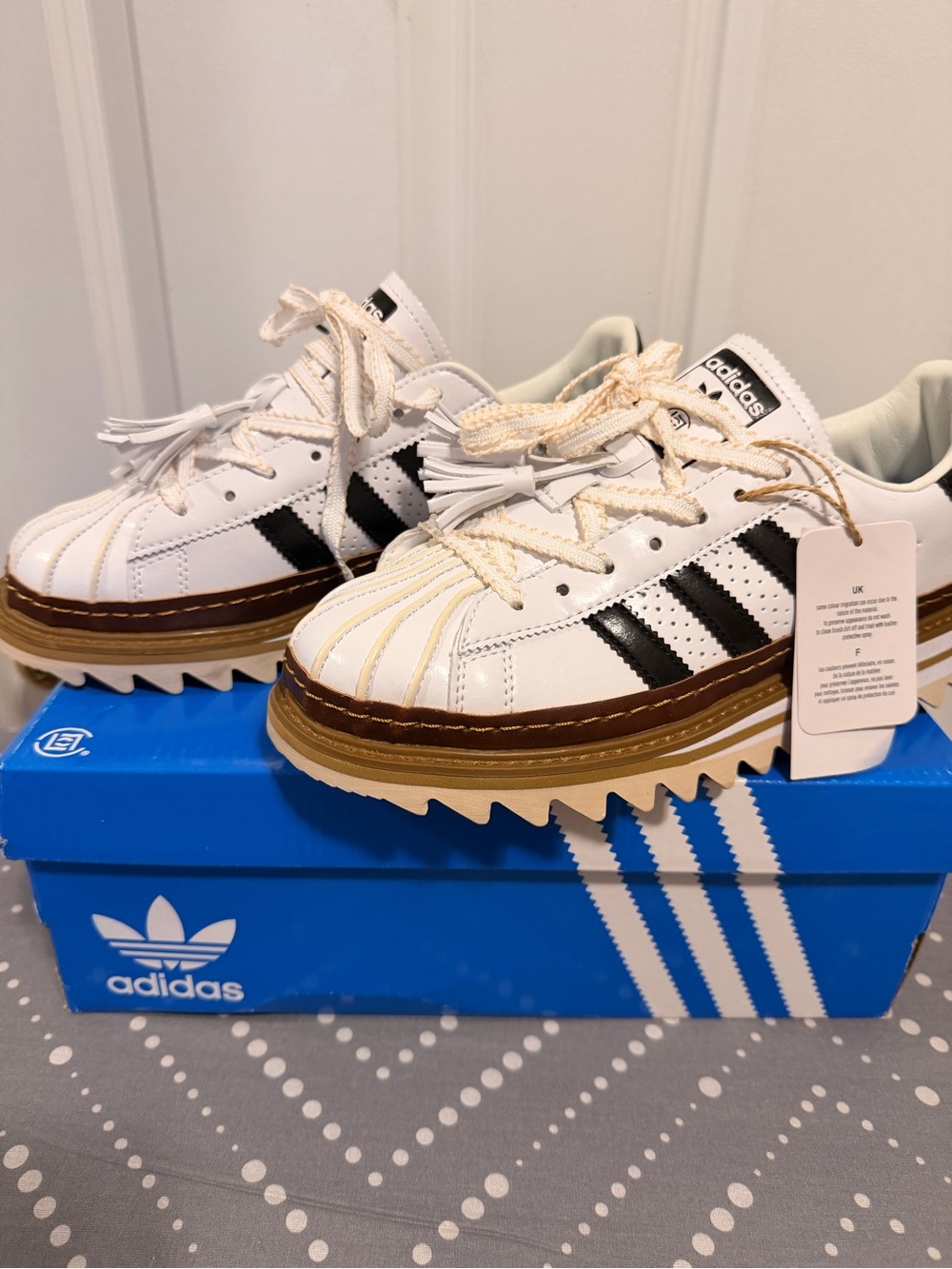 adidas women’s White & Black Platform Shell-Toe Sneakers